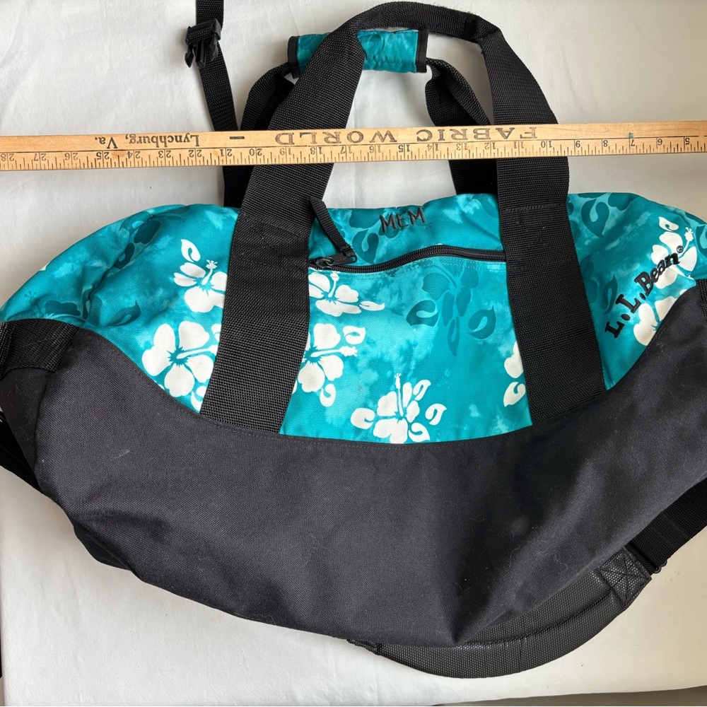 L.L. Bean Women's Floral Teal and Black Bag